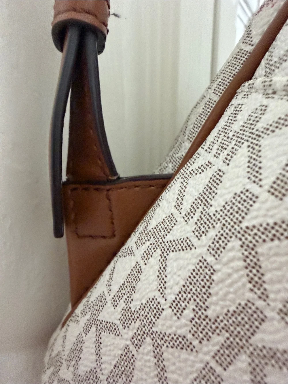 Michael Kors Beige and Brown Logo Mini Backpack